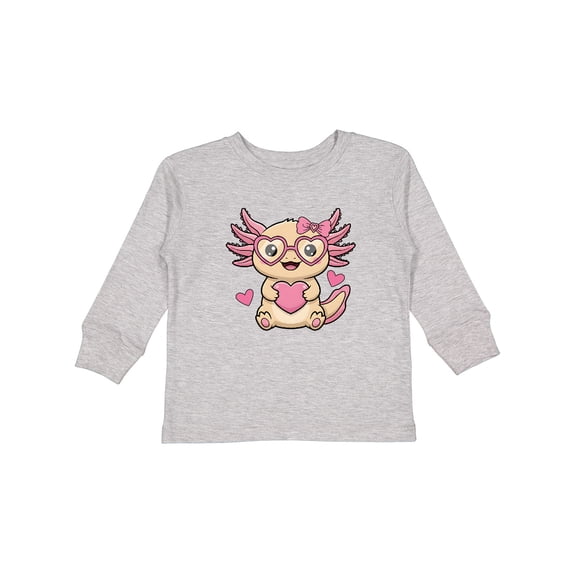 Inktastic Valentine Axolotl Pink Heart Girls Long Sleeve Toddler T-Shirt
