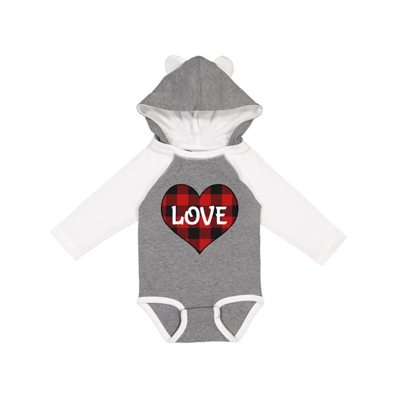 Inktastic Valentine Buffalo Plaid Love Boys or Girls Long Sleeve Baby Bodysuit
