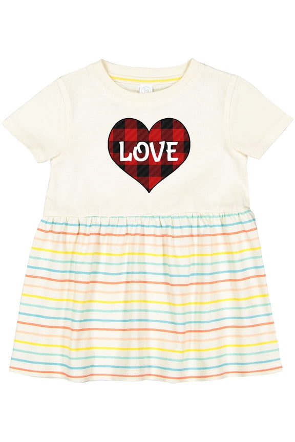 Valentine Buffalo Plaid Love Girls Baby Dress