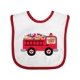 thumbnail image 1 of Inktastic Valentine Fire Truck Heart Bear Boys or Girls Baby Bib, 1 of 4