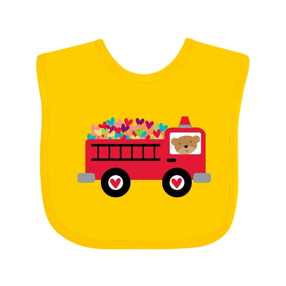 Inktastic Valentine Fire Truck Heart Bear Boys or Girls Baby Bib