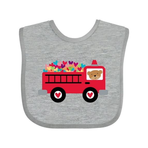 Inktastic Valentine Fire Truck Heart Bear Boys or Girls Baby Bib