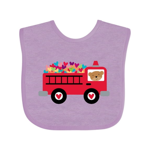 Inktastic Valentine Fire Truck Heart Bear Boys or Girls Baby Bib