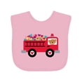thumbnail image 1 of Inktastic Valentine Fire Truck Heart Bear Boys or Girls Baby Bib, 1 of 4