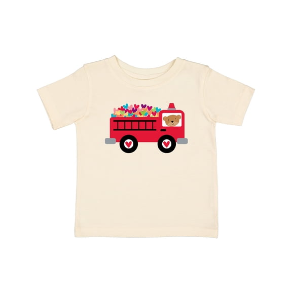 Inktastic Valentine Fire Truck Heart Bear Boys or Girls Baby T-Shirt