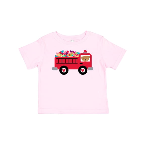 Inktastic Valentine Fire Truck Heart Bear Boys or Girls Baby T-Shirt