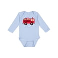 thumbnail image 1 of Inktastic Valentine Fire Truck Heart Bear Boys or Girls Long Sleeve Baby Bodysuit, 1 of 5