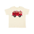 thumbnail image 1 of Inktastic Valentine Fire Truck Heart Bear Boys or Girls Toddler T-Shirt, 1 of 5