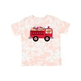 thumbnail image 1 of Inktastic Valentine Fire Truck Heart Bear Boys or Girls Toddler T-Shirt, 1 of 5