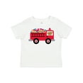 thumbnail image 1 of Inktastic Valentine Fire Truck Heart Bear Boys or Girls Toddler T-Shirt, 1 of 5