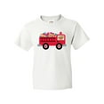 thumbnail image 1 of Inktastic Valentine Fire Truck Heart Bear Youth T-Shirt, 1 of 5