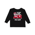 thumbnail image 1 of Inktastic Valentine Fire Truck White and Pink Hearts Boys or Girls Long Sleeve Toddler T-Shirt, 1 of 5