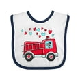 thumbnail image 1 of Inktastic Valentine Fire Truck with Cute Dalmatian and Hearts Boys or Girls Baby Bib, 1 of 4