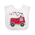 thumbnail image 1 of Inktastic Valentine Fire Truck with Cute Dalmatian and Hearts Boys or Girls Baby Bib, 1 of 4