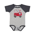 thumbnail image 1 of Inktastic Valentine Fire Truck with Cute Dalmatian and Hearts Boys or Girls Baby Bodysuit, 1 of 5
