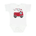 thumbnail image 1 of Inktastic Valentine Fire Truck with Cute Dalmatian and Hearts Boys or Girls Baby Bodysuit, 1 of 5