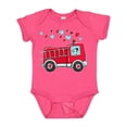 thumbnail image 1 of Inktastic Valentine Fire Truck with Cute Dalmatian and Hearts Boys or Girls Baby Bodysuit, 1 of 5