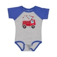 thumbnail image 1 of Inktastic Valentine Fire Truck with Cute Dalmatian and Hearts Boys or Girls Baby Bodysuit, 1 of 5