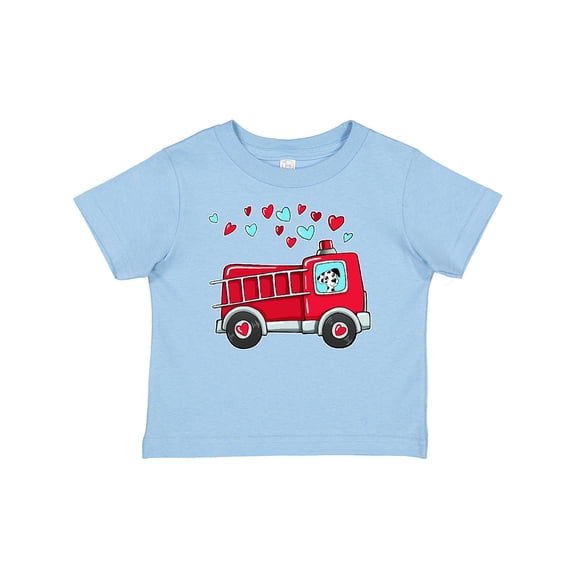 Inktastic Valentine Fire Truck with Cute Dalmatian and Hearts Boys or Girls Baby T-Shirt