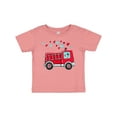 thumbnail image 1 of Inktastic Valentine Fire Truck with Cute Dalmatian and Hearts Boys or Girls Baby T-Shirt, 1 of 5