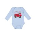 thumbnail image 1 of Inktastic Valentine Fire Truck with Cute Dalmatian and Hearts Boys or Girls Long Sleeve Baby Bodysuit, 1 of 5