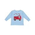 thumbnail image 1 of Inktastic Valentine Fire Truck with Cute Dalmatian and Hearts Boys or Girls Long Sleeve Toddler T-Shirt, 1 of 5