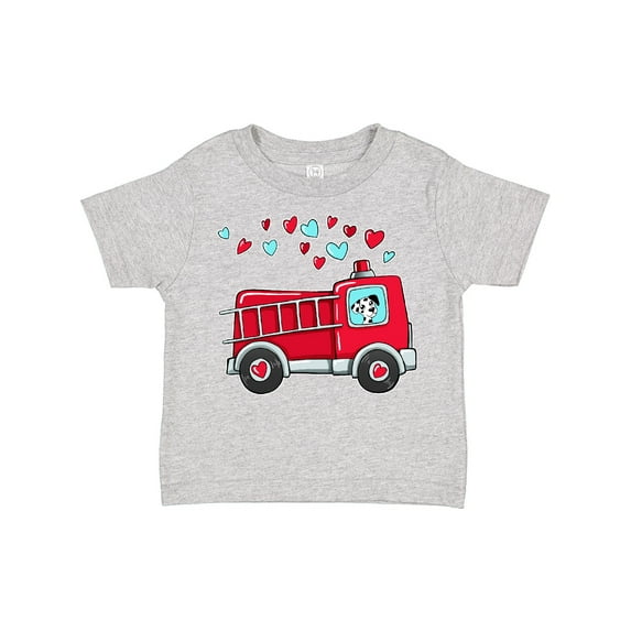 Inktastic Valentine Fire Truck with Cute Dalmatian and Hearts Boys or Girls Toddler T-Shirt