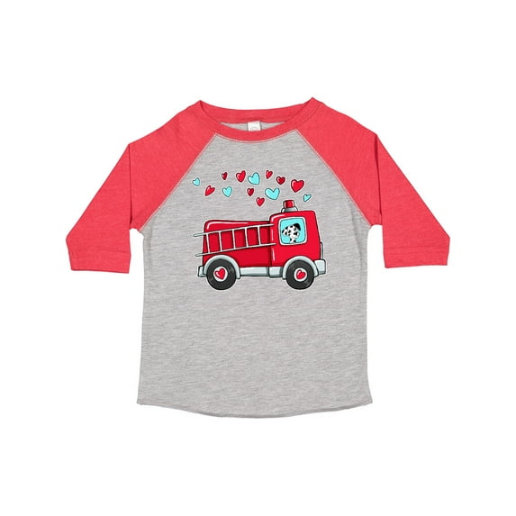 Inktastic Valentine Fire Truck with Cute Dalmatian and Hearts Boys or Girls Toddler T-Shirt