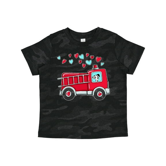 Inktastic Valentine Fire Truck with Cute Dalmatian and Hearts Boys or Girls Toddler T-Shirt