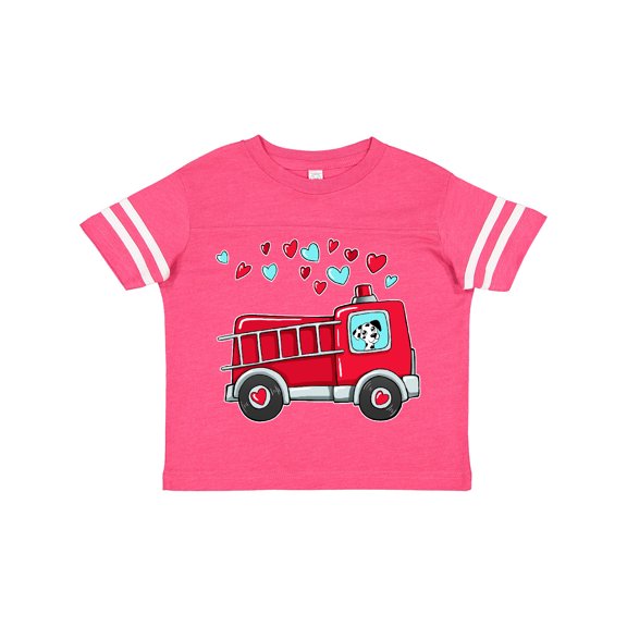 Inktastic Valentine Fire Truck with Cute Dalmatian and Hearts Boys or Girls Toddler T-Shirt