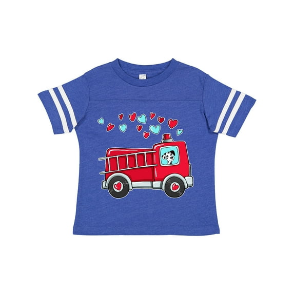 Inktastic Valentine Fire Truck with Cute Dalmatian and Hearts Boys or Girls Toddler T-Shirt
