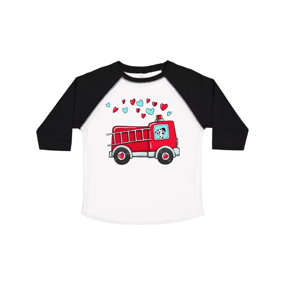 Inktastic Valentine Fire Truck with Cute Dalmatian and Hearts Boys or Girls Toddler T-Shirt