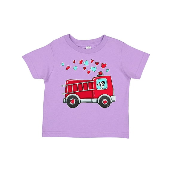 Inktastic Valentine Fire Truck with Cute Dalmatian and Hearts Boys or Girls Toddler T-Shirt