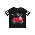 thumbnail image 1 of Inktastic Valentine Fire Truck with Cute Dalmatian and Hearts Boys or Girls Toddler T-Shirt, 1 of 5