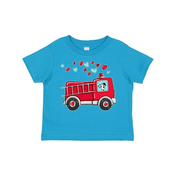 Inktastic Valentine Fire Truck with Cute Dalmatian and Hearts Boys or Girls Toddler T-Shirt