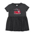 thumbnail image 1 of Inktastic Valentine Fire Truck with Cute Dalmatian and Hearts Girls Baby Dress, 1 of 5