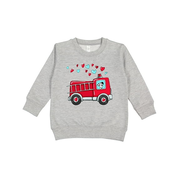 Inktastic Valentine Fire Truck with Cute Dalmatian and Hearts Toddler Sweatshirt