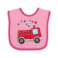 thumbnail image 1 of Inktastic Valentine Fire Truck with Hearts Boys or Girls Baby Bib, 1 of 4