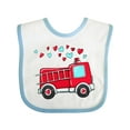 thumbnail image 1 of Inktastic Valentine Fire Truck with Hearts Boys or Girls Baby Bib, 1 of 4