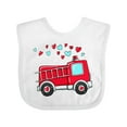 thumbnail image 1 of Inktastic Valentine Fire Truck with Hearts Boys or Girls Baby Bib, 1 of 4