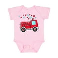 thumbnail image 1 of Inktastic Valentine Fire Truck with Hearts Boys or Girls Baby Bodysuit, 1 of 5