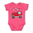 thumbnail image 1 of Inktastic Valentine Fire Truck with Hearts Boys or Girls Baby Bodysuit, 1 of 5