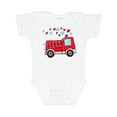thumbnail image 1 of Inktastic Valentine Fire Truck with Hearts Boys or Girls Baby Bodysuit, 1 of 5