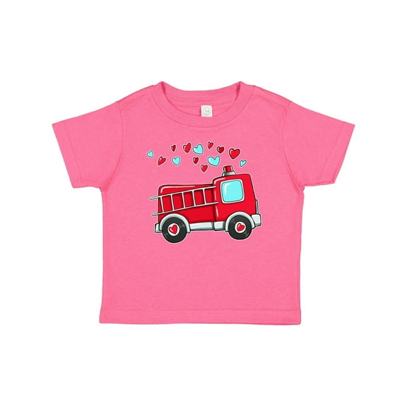 Inktastic Valentine Fire Truck with Hearts Boys or Girls Baby T-Shirt