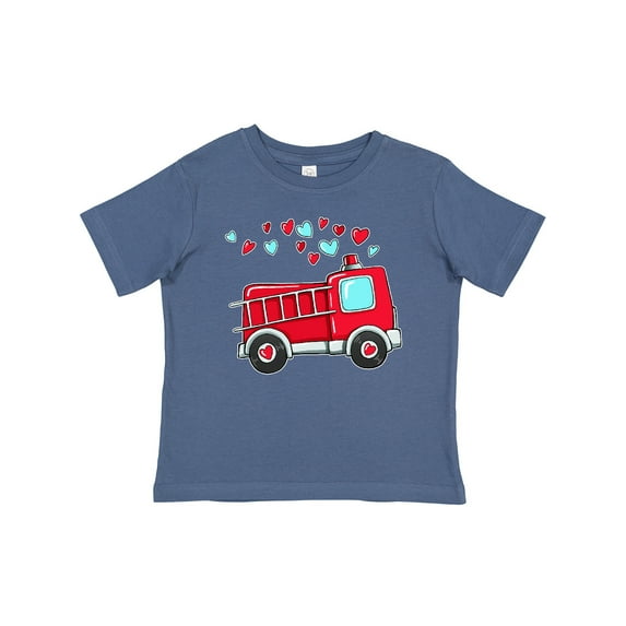 Inktastic Valentine Fire Truck with Hearts Boys or Girls Baby T-Shirt