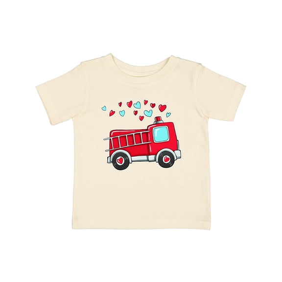 Inktastic Valentine Fire Truck with Hearts Boys or Girls Baby T-Shirt