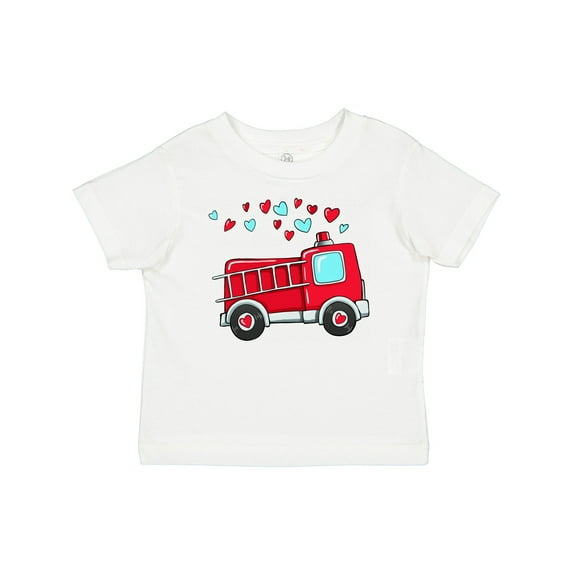 Inktastic Valentine Fire Truck with Hearts Boys or Girls Baby T-Shirt