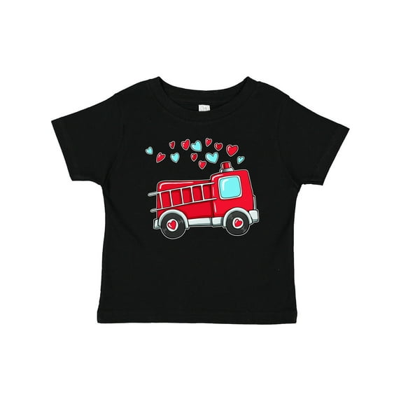 Inktastic Valentine Fire Truck with Hearts Boys or Girls Baby T-Shirt