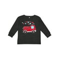 thumbnail image 1 of Inktastic Valentine Fire Truck with Hearts Boys or Girls Long Sleeve Toddler T-Shirt, 1 of 5