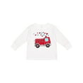 thumbnail image 1 of Inktastic Valentine Fire Truck with Hearts Boys or Girls Long Sleeve Toddler T-Shirt, 1 of 5